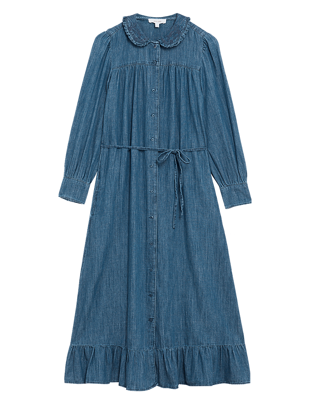 Denim Collared Midaxi Shirt Dress