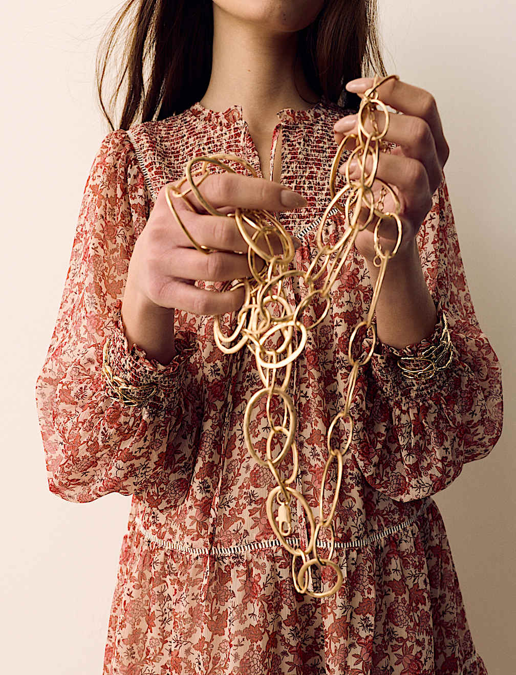 Printed Ladder Lace Insert Mini Smock Dress