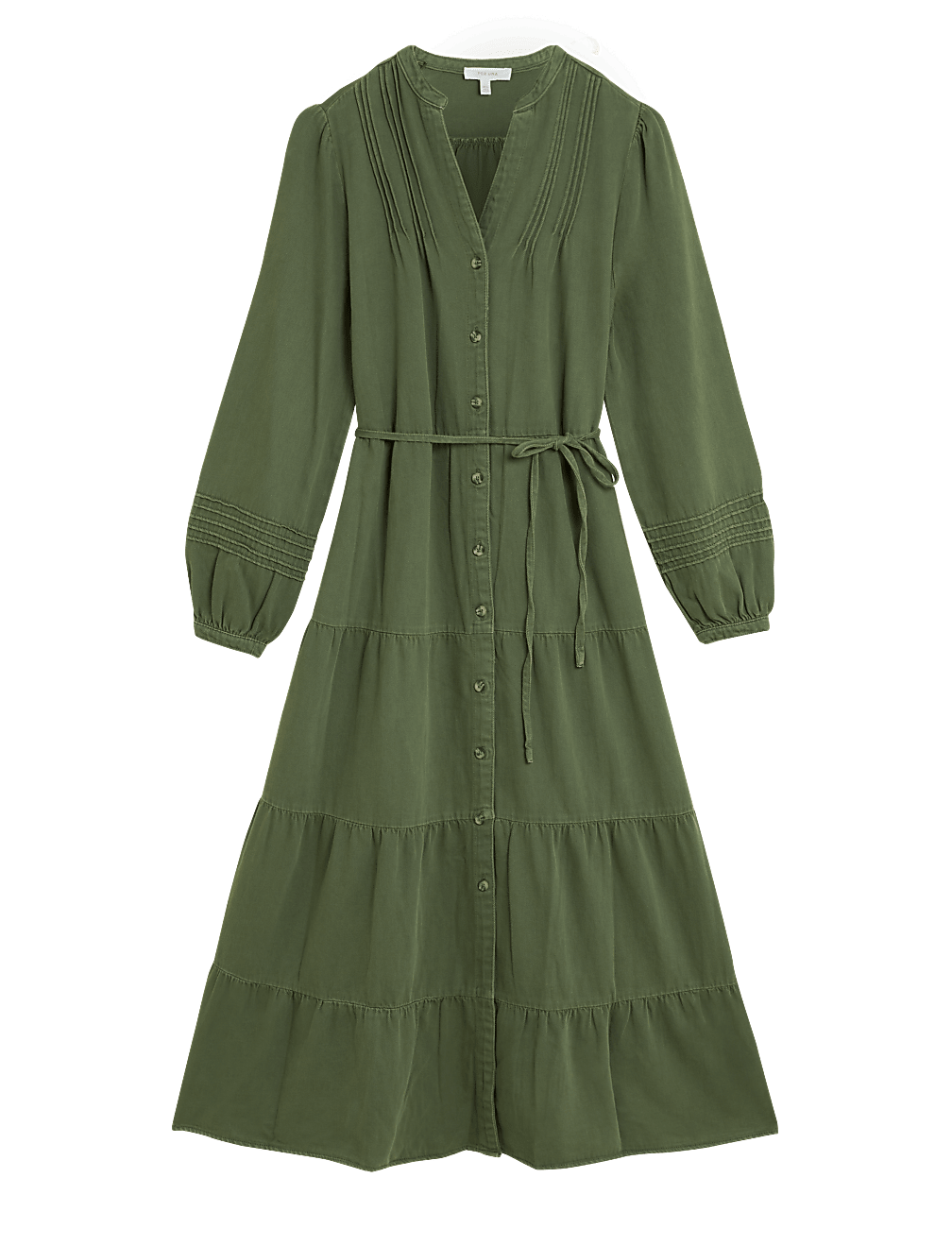 Pure Cotton V-Neck Midaxi Shirt Dress