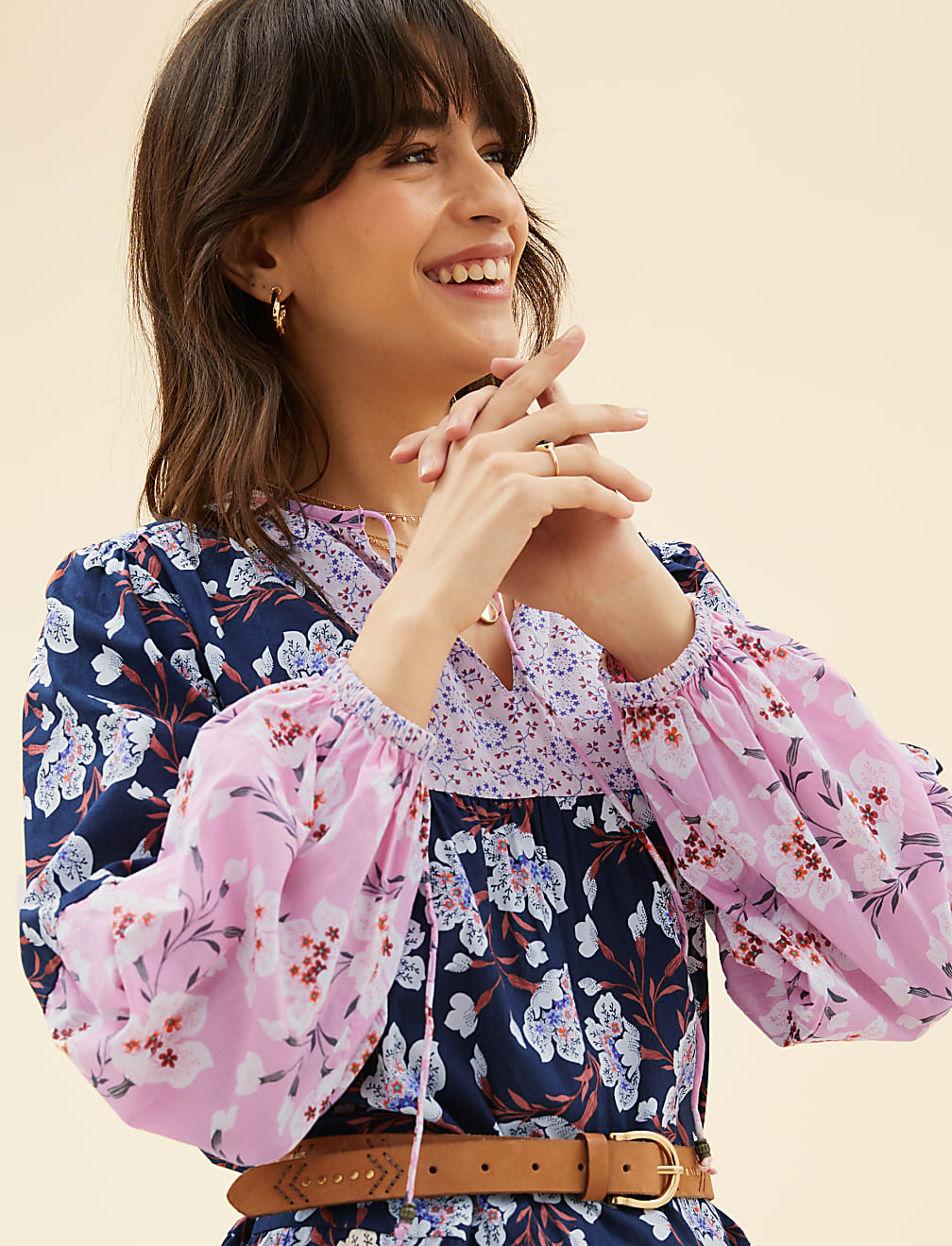 Pure Cotton Floral Maxi Tiered Dress