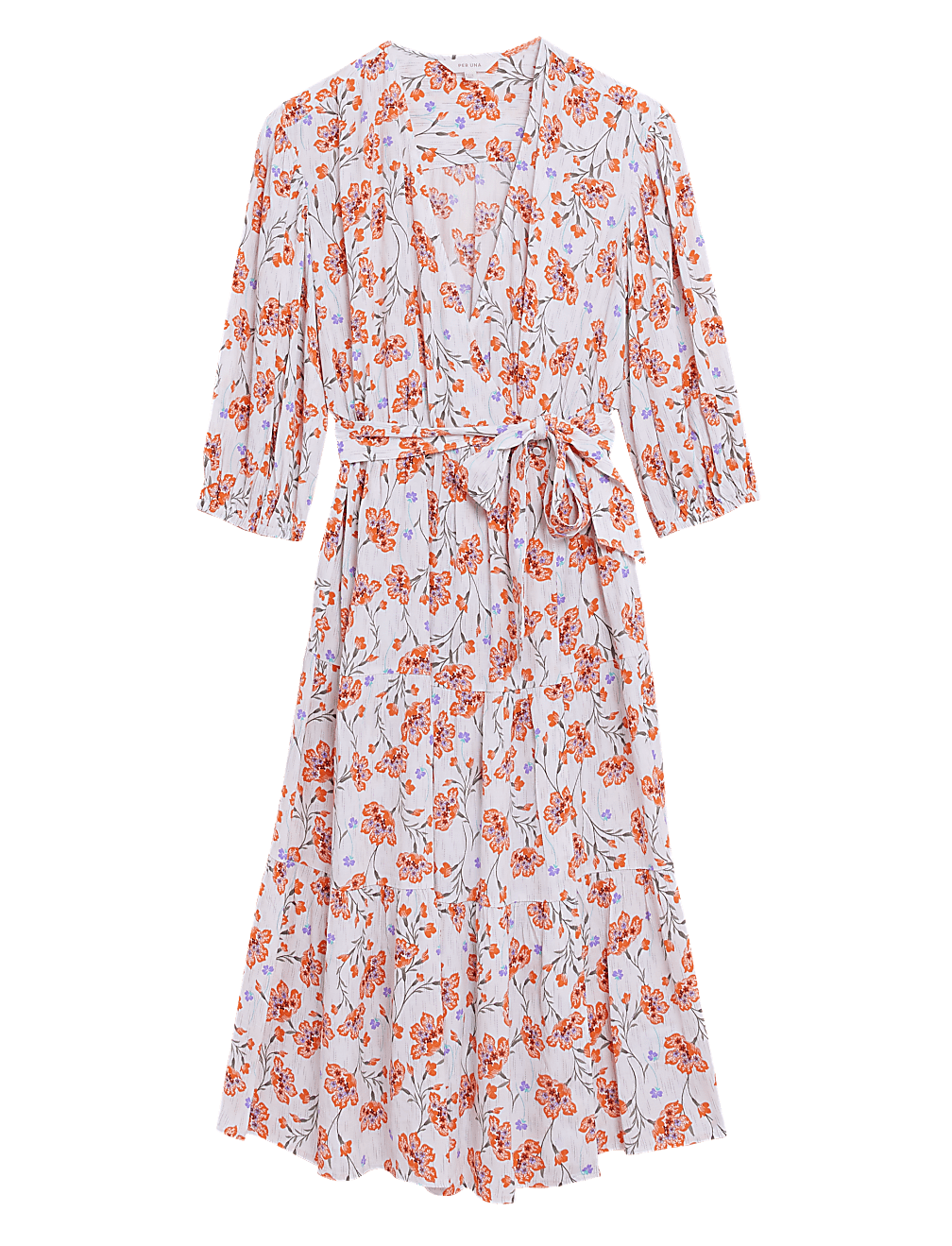 Floral V-Neck Midi Wrap Dress