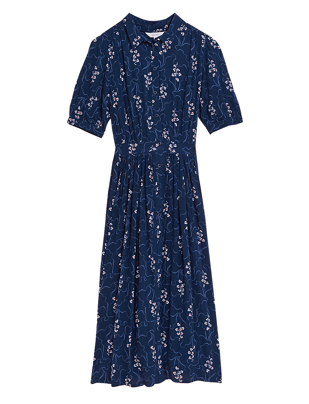 Printed Collared Midi Shirt Dress