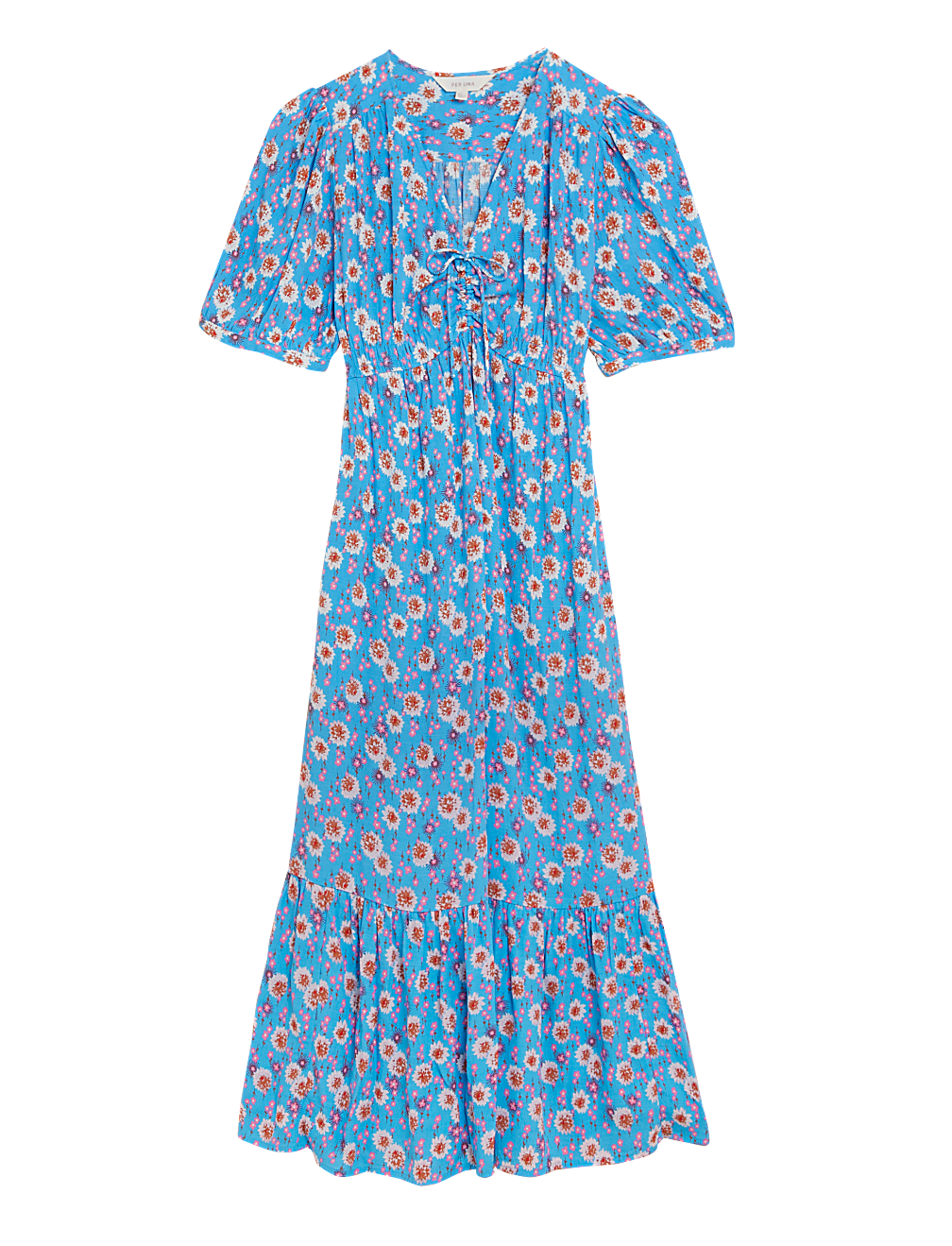 Ditsy Floral V-Neck Midi Tea Dress