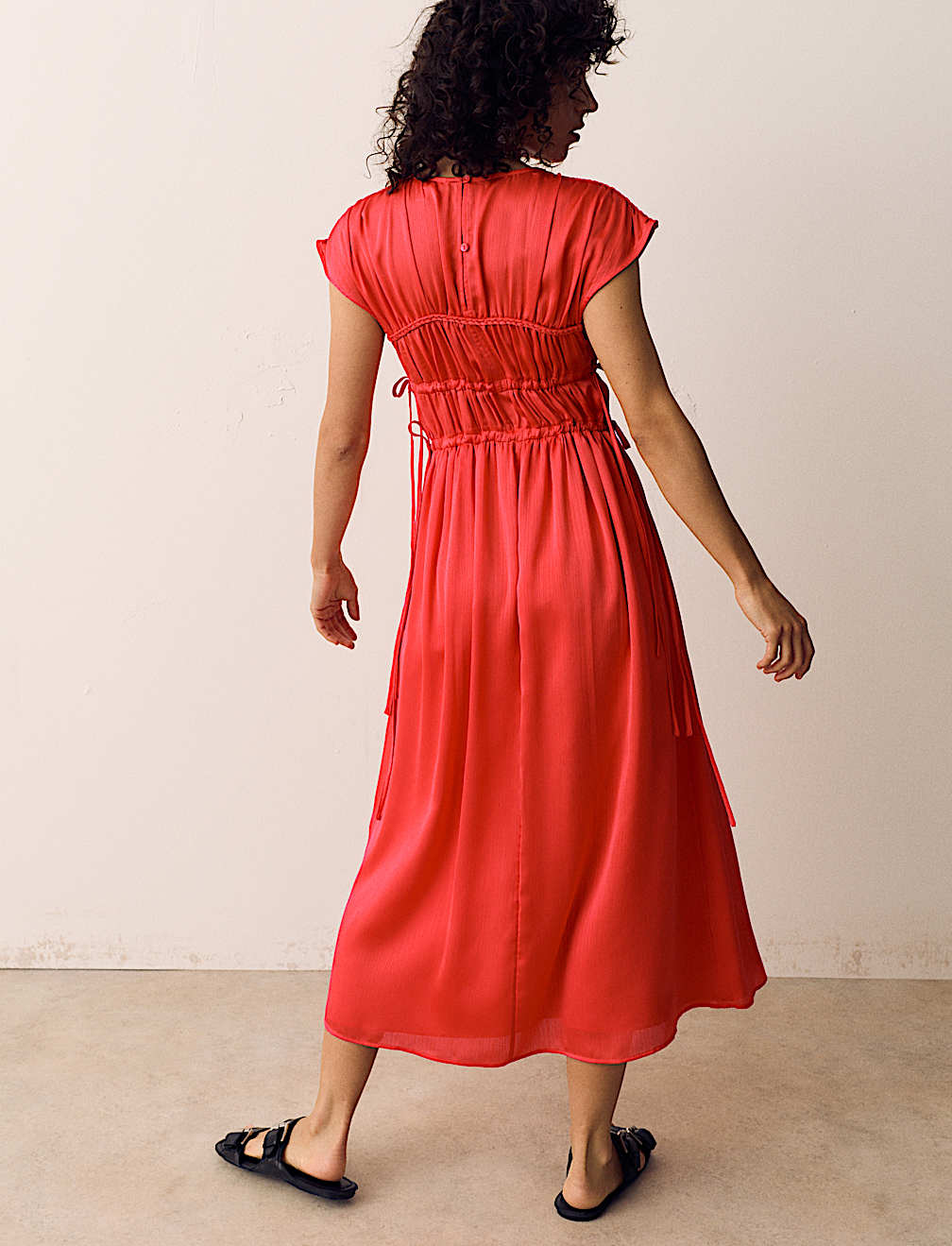 Satin Smock Detail Midaxi Dress