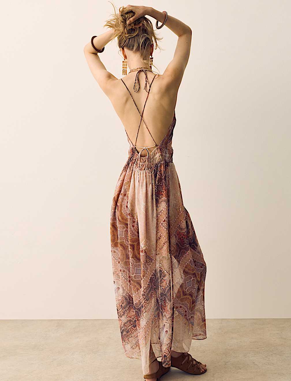 Paisley V-Neck Midaxi Skater Dress