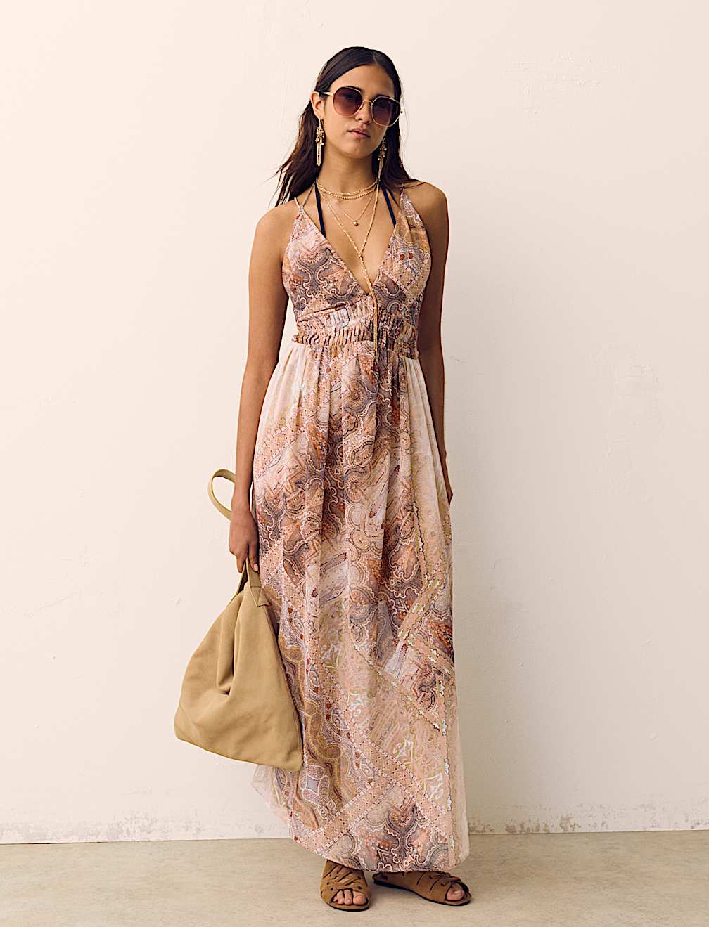Paisley V-Neck Midaxi Skater Dress
