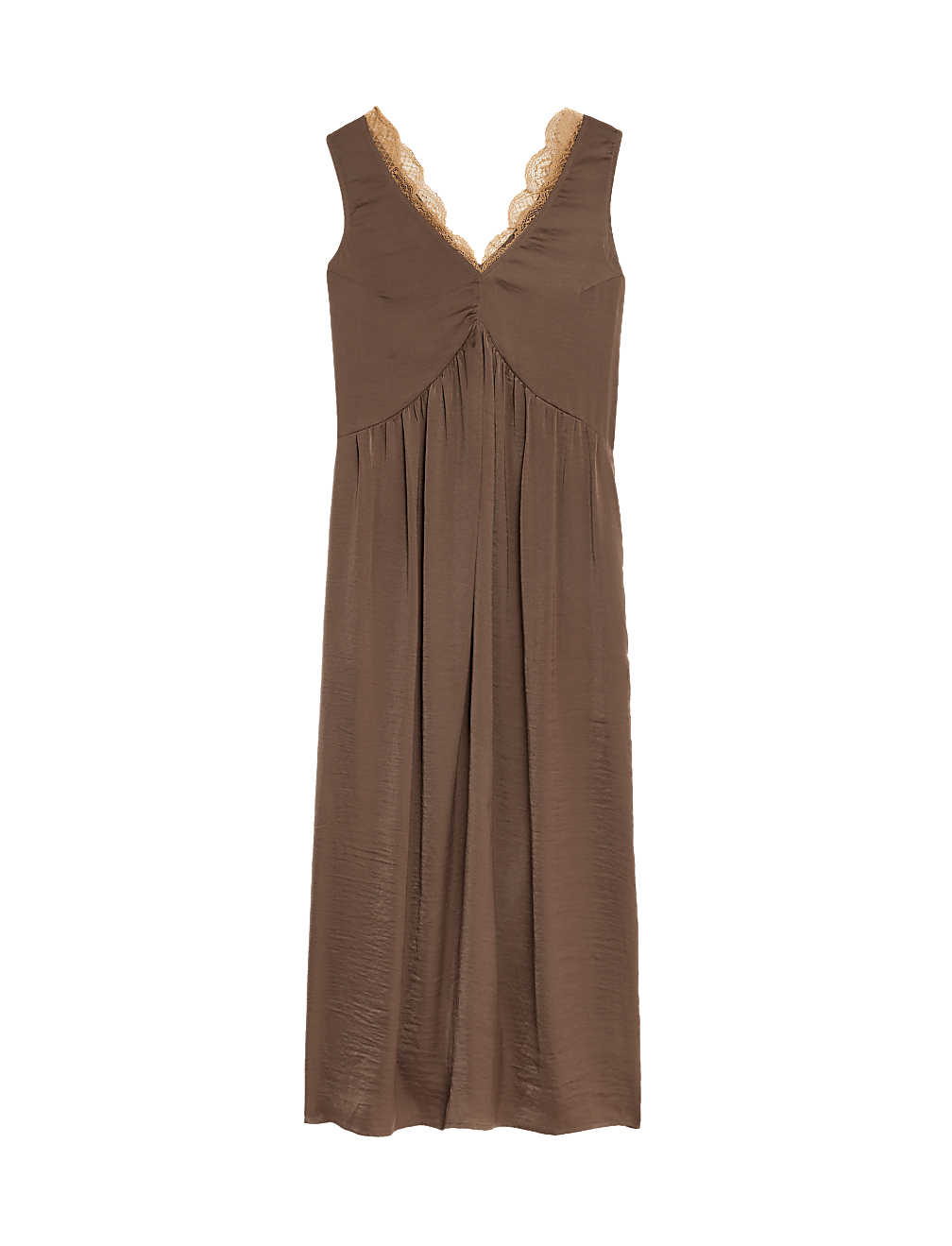 Satin Lace Insert Midi Tea Dress