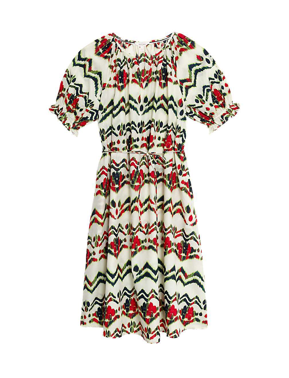 Pure Cotton Printed Midi Smock Relaxed Dress