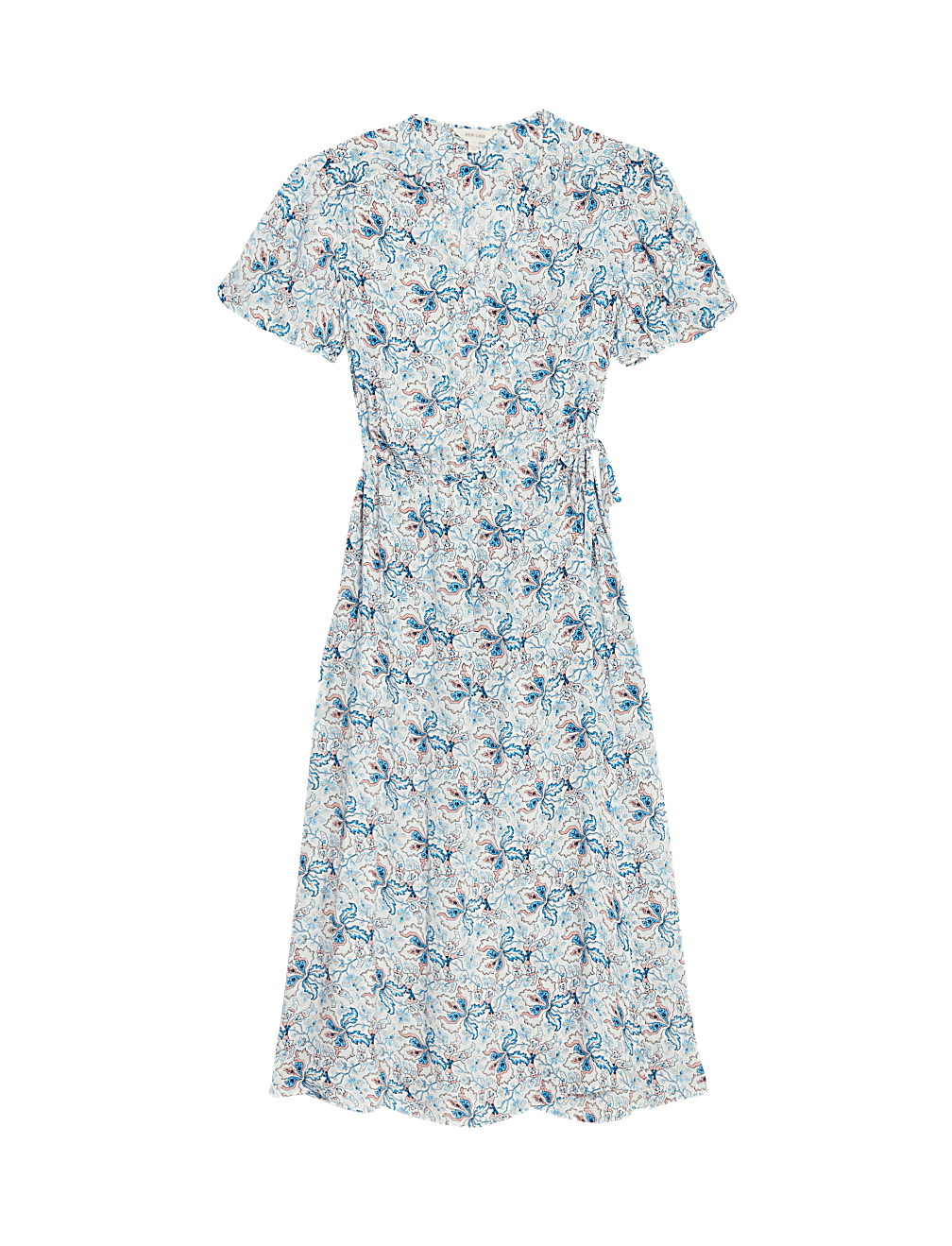 Floral V-Neck Midi Wrap Dress