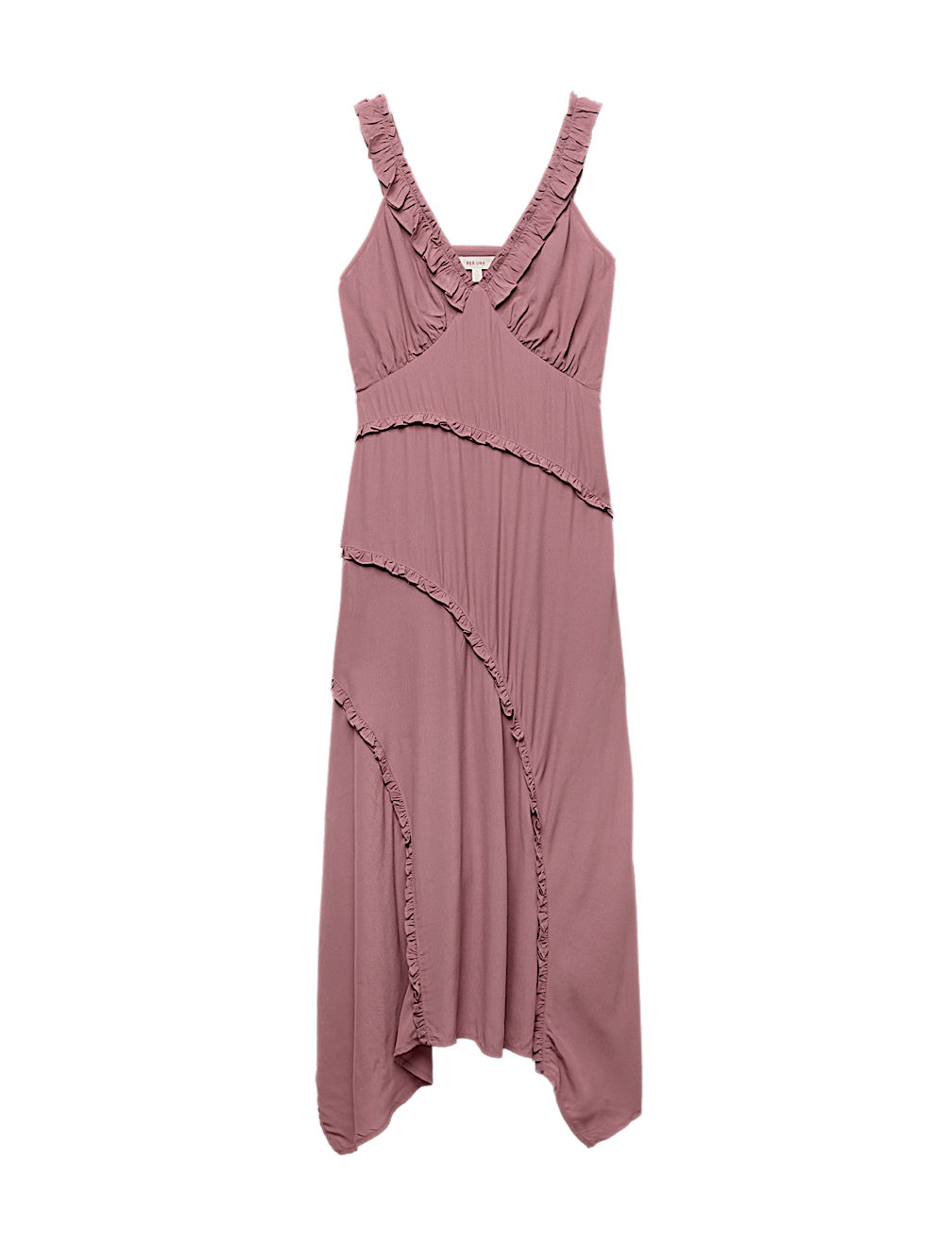 V-Neck Ruffle Detail Maxi Waisted Dress