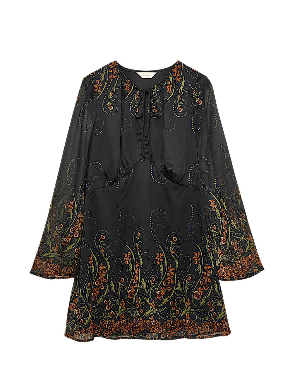 Floral Print Tie Detail Mini Smock Dress