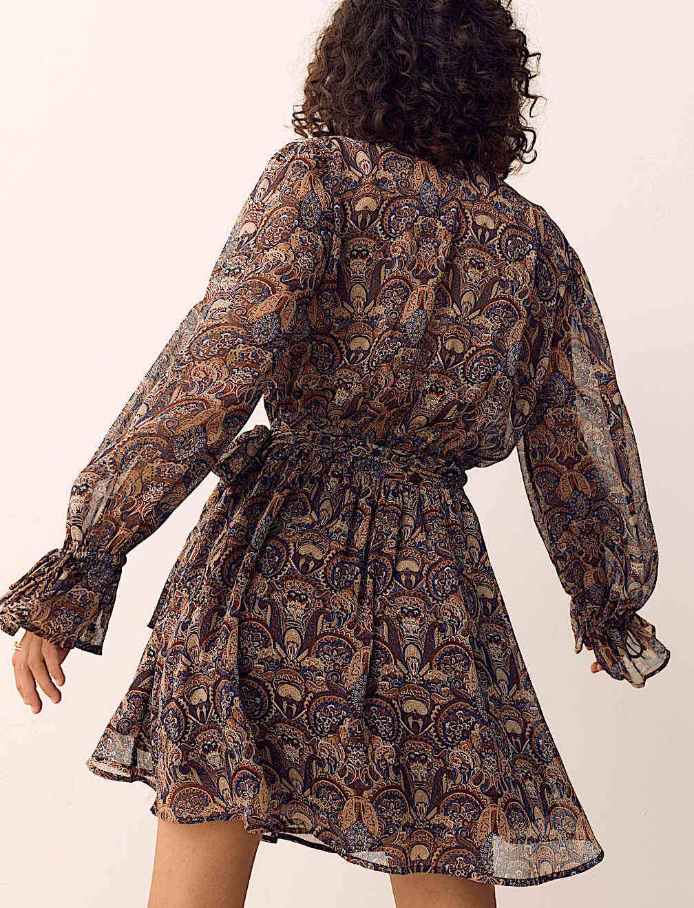 Paisley Floral V Neck Mini Waisted Dress