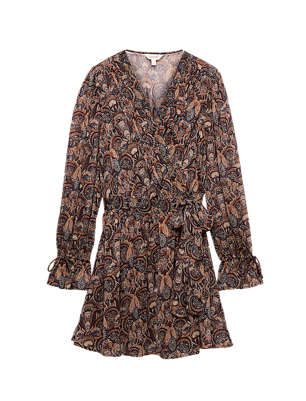 Paisley Floral V Neck Mini Waisted Dress