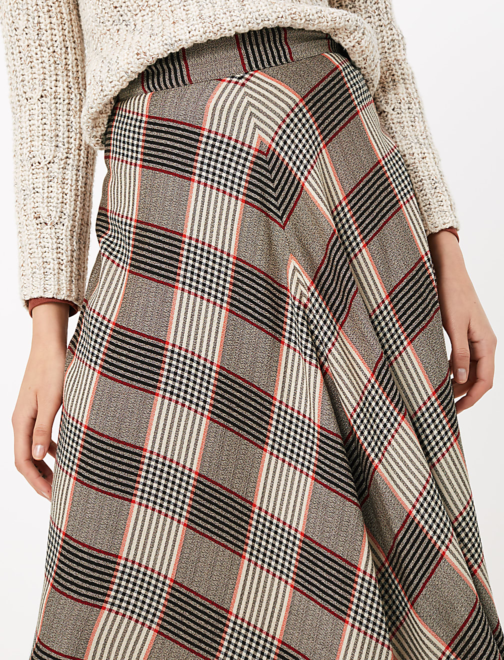 Checked Midi Skater Skirt