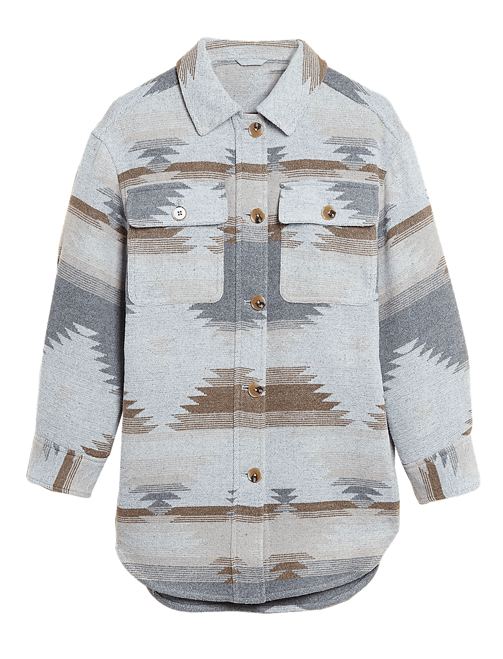Printed Relaxed Shacket with Wool