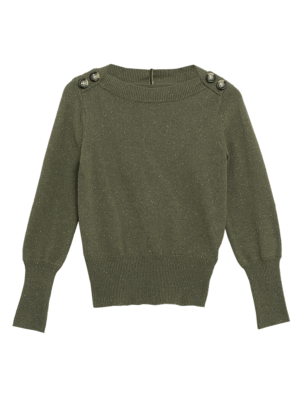 Boat Neck Long Sleeve Jumper with Wool