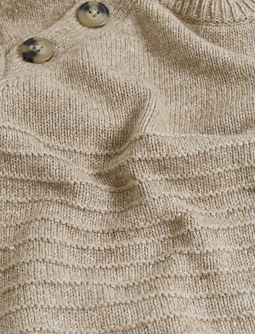 Textured Button Detail Jumper with Wool