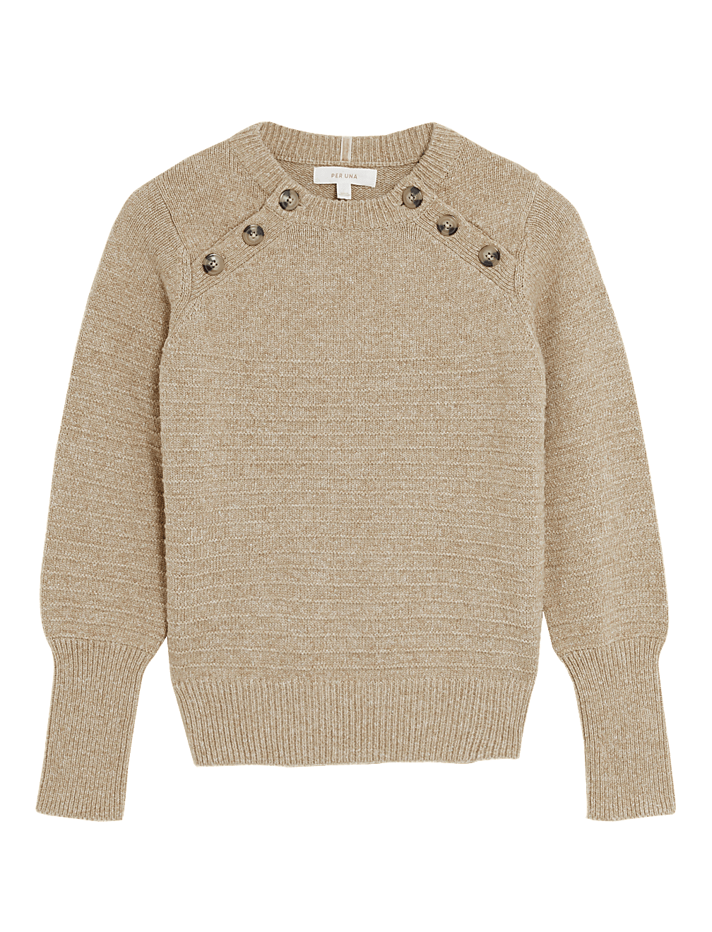 Textured Button Detail Jumper with Wool