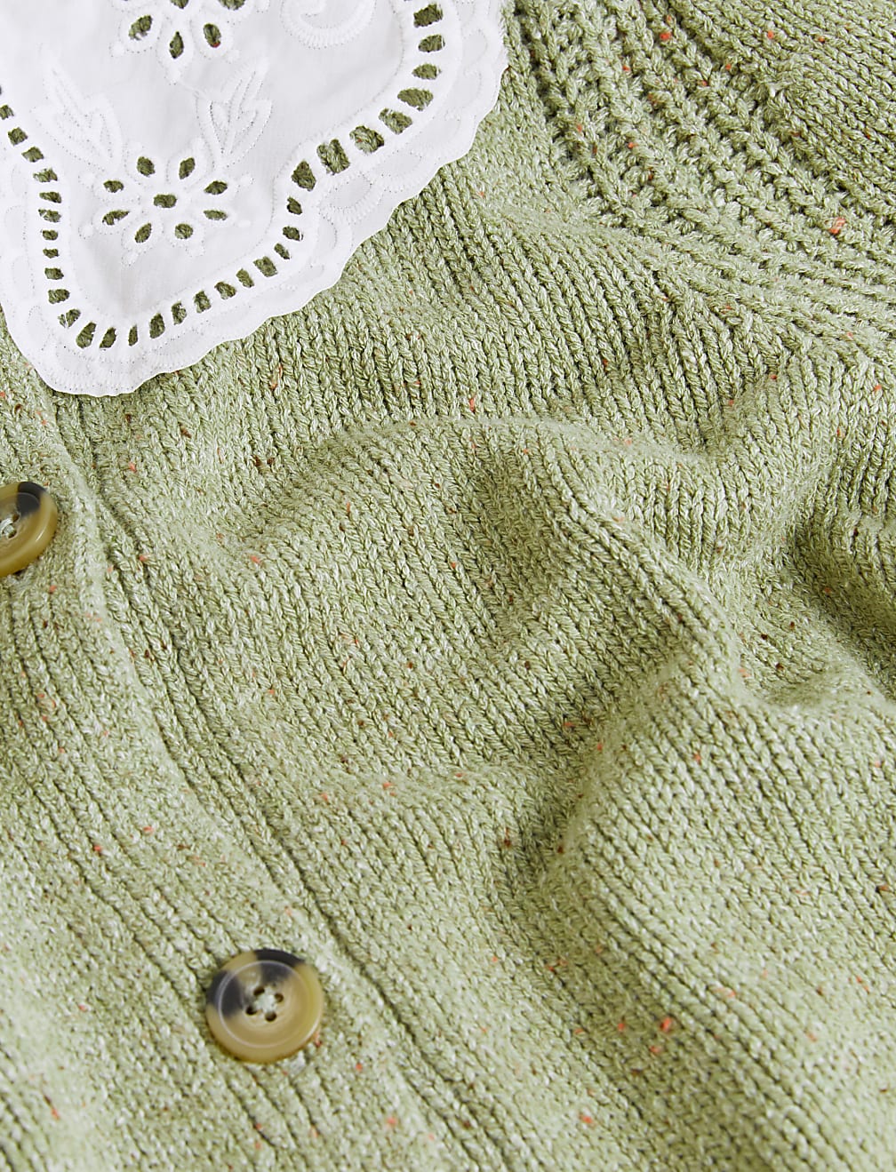 Textured Broderie Collared Cardigan