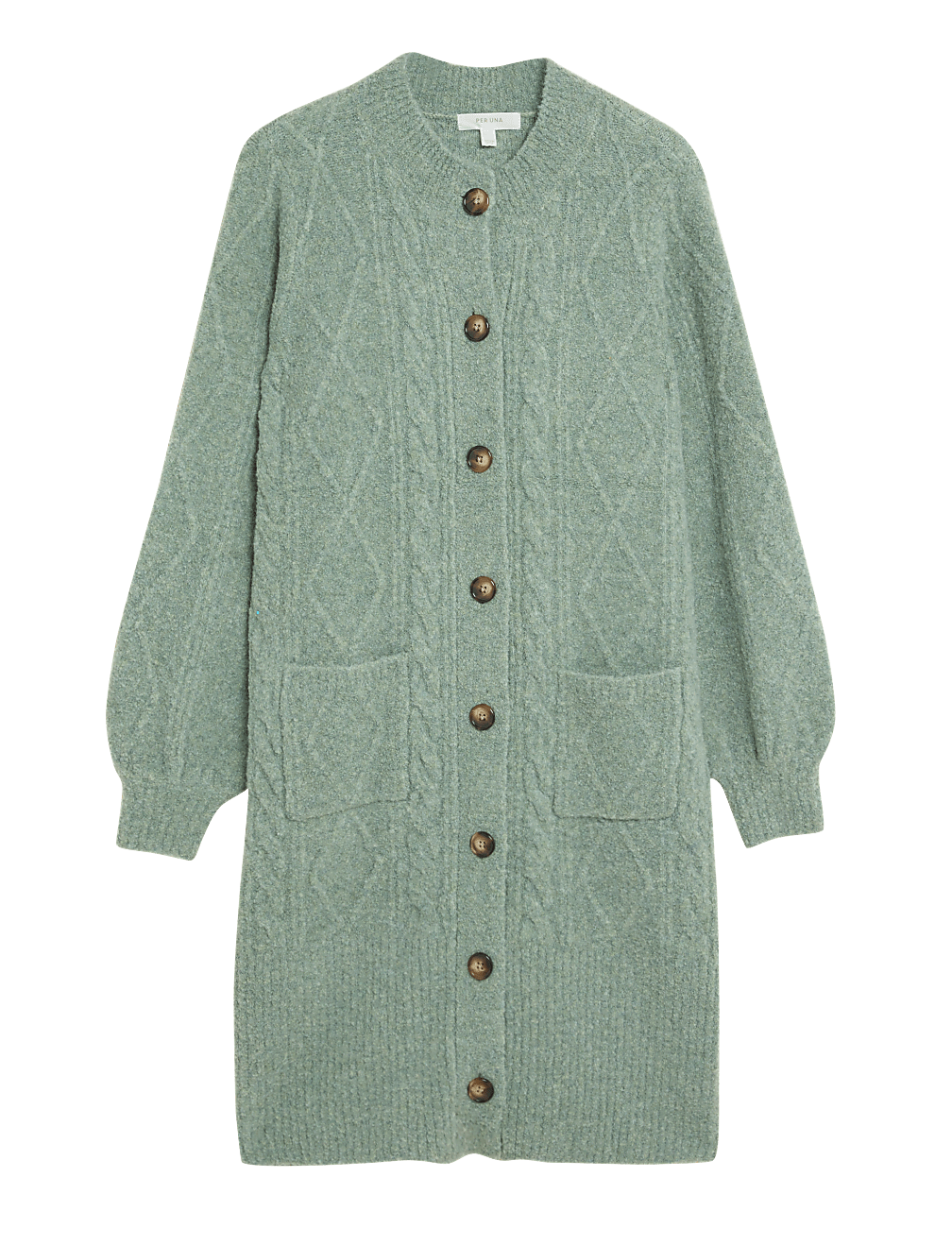 Cable Knit Longline Cardigan with Wool