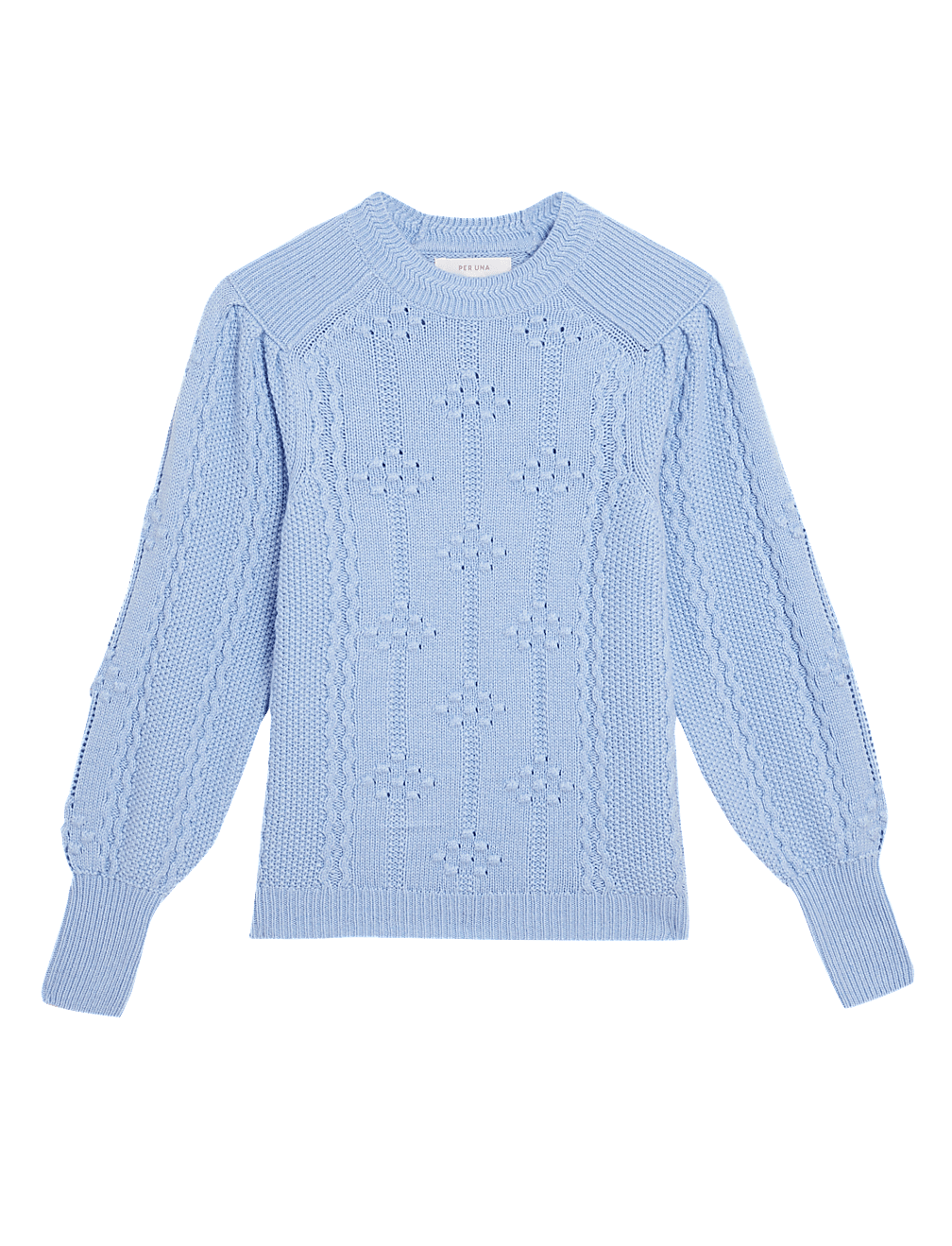 Textured Blouson Sleeve Jumper with Wool