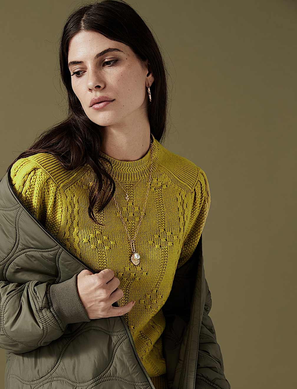 Textured Blouson Sleeve Jumper with Wool