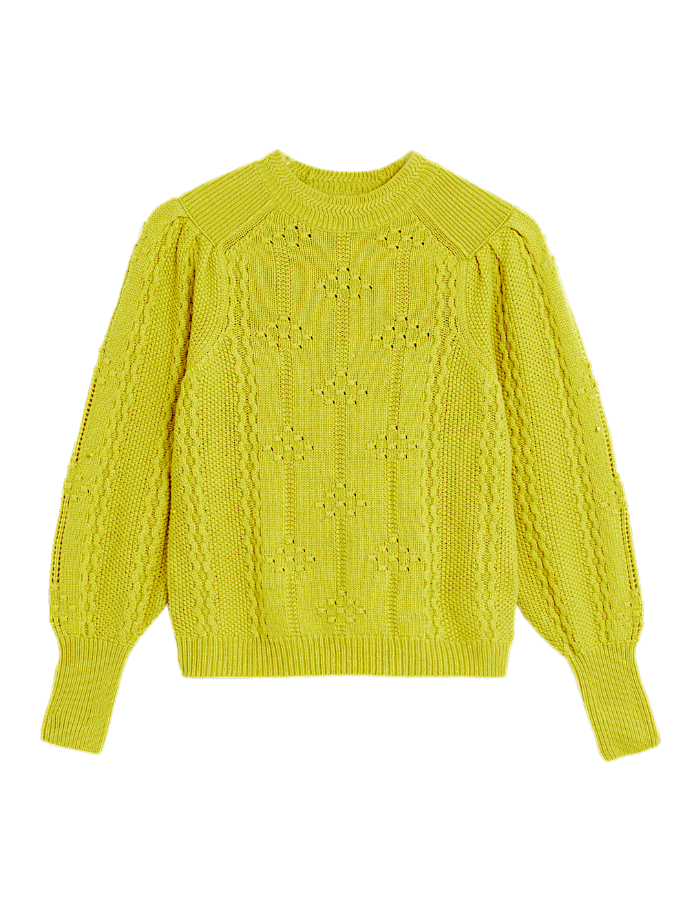 Textured Blouson Sleeve Jumper with Wool