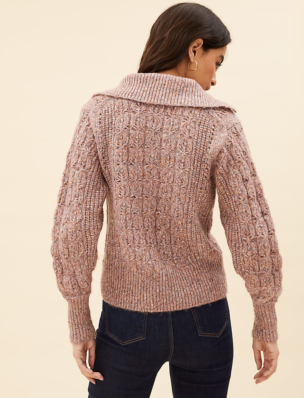 Cable Knit Polo Neck Jumper