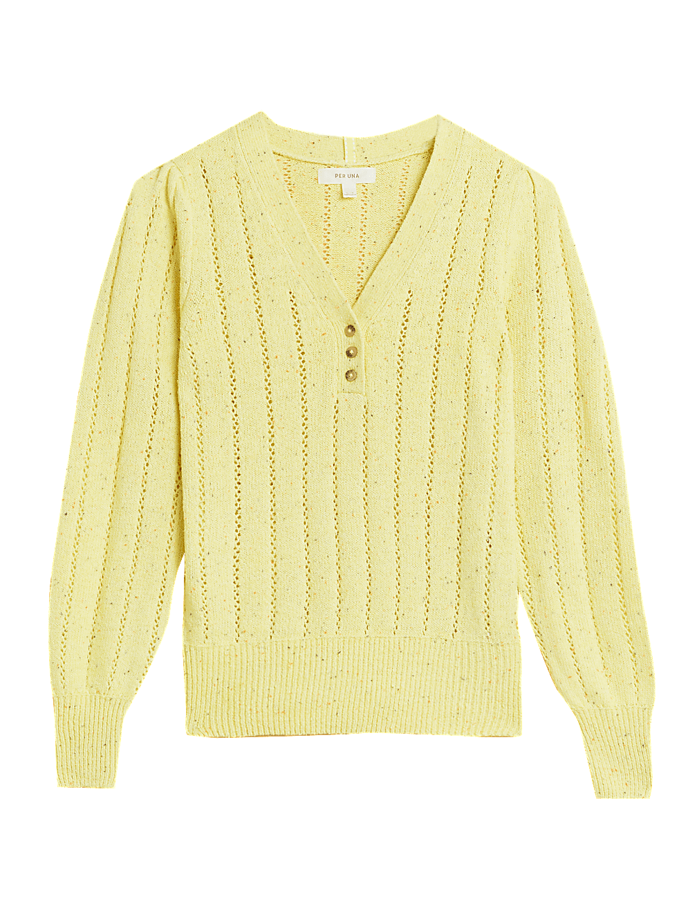 Cotton Rich Pointelle V-Neck Jumper