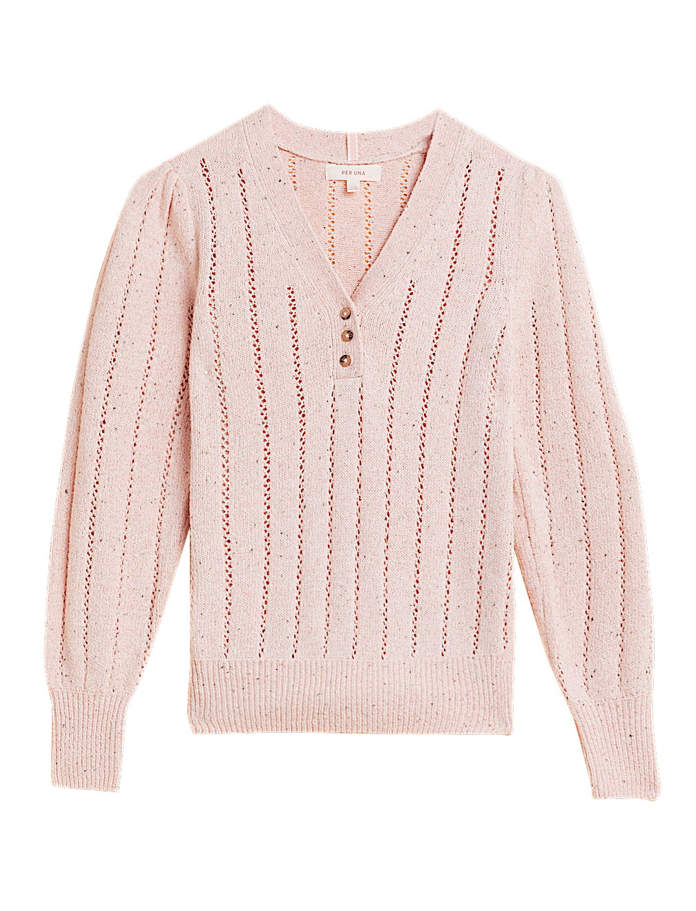 Cotton Rich Pointelle V-Neck Jumper