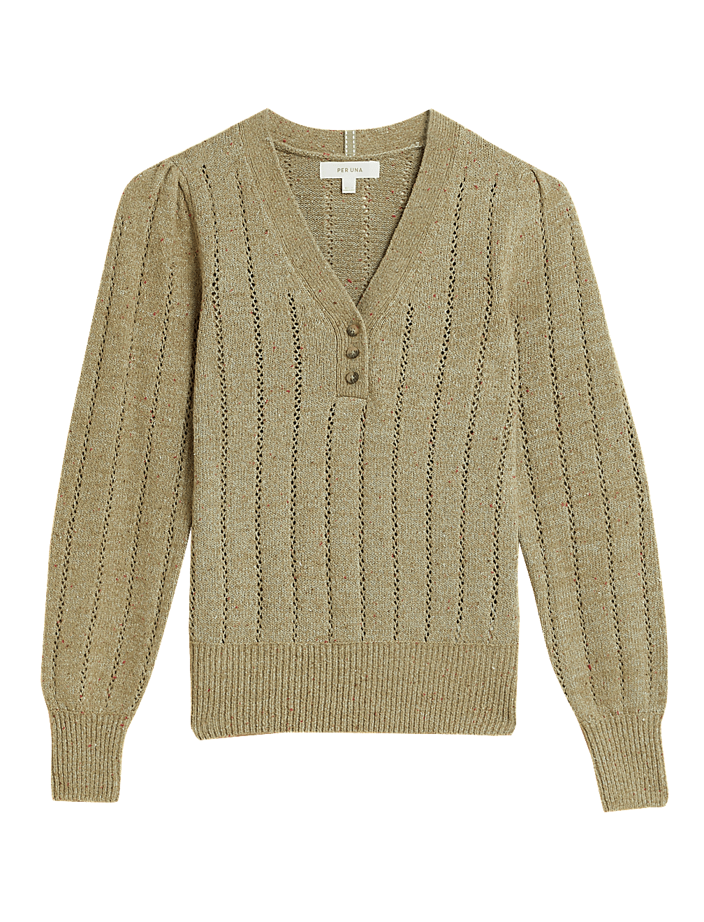 Cotton Rich Pointelle V-Neck Jumper