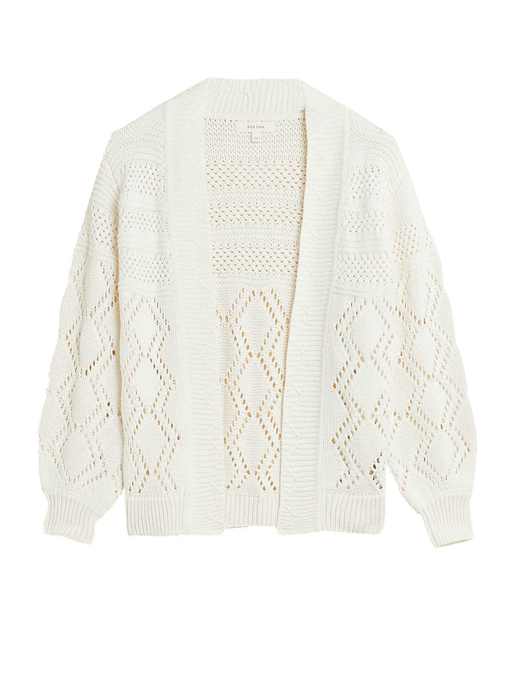 Cotton Rich Pointelle Relaxed Cardigan