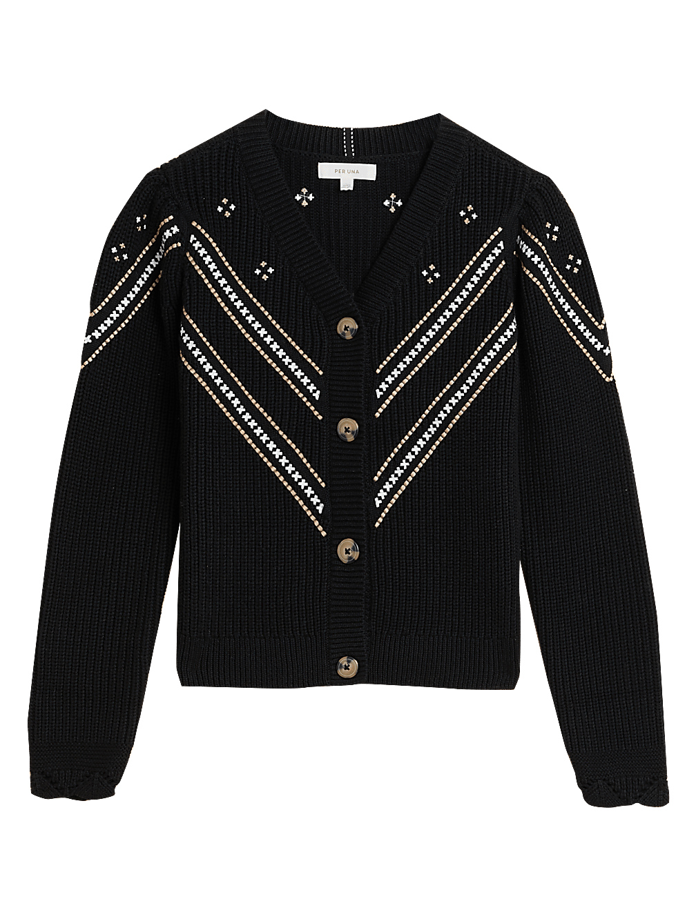 Pure Cotton Embroidered V-Neck Cardigan