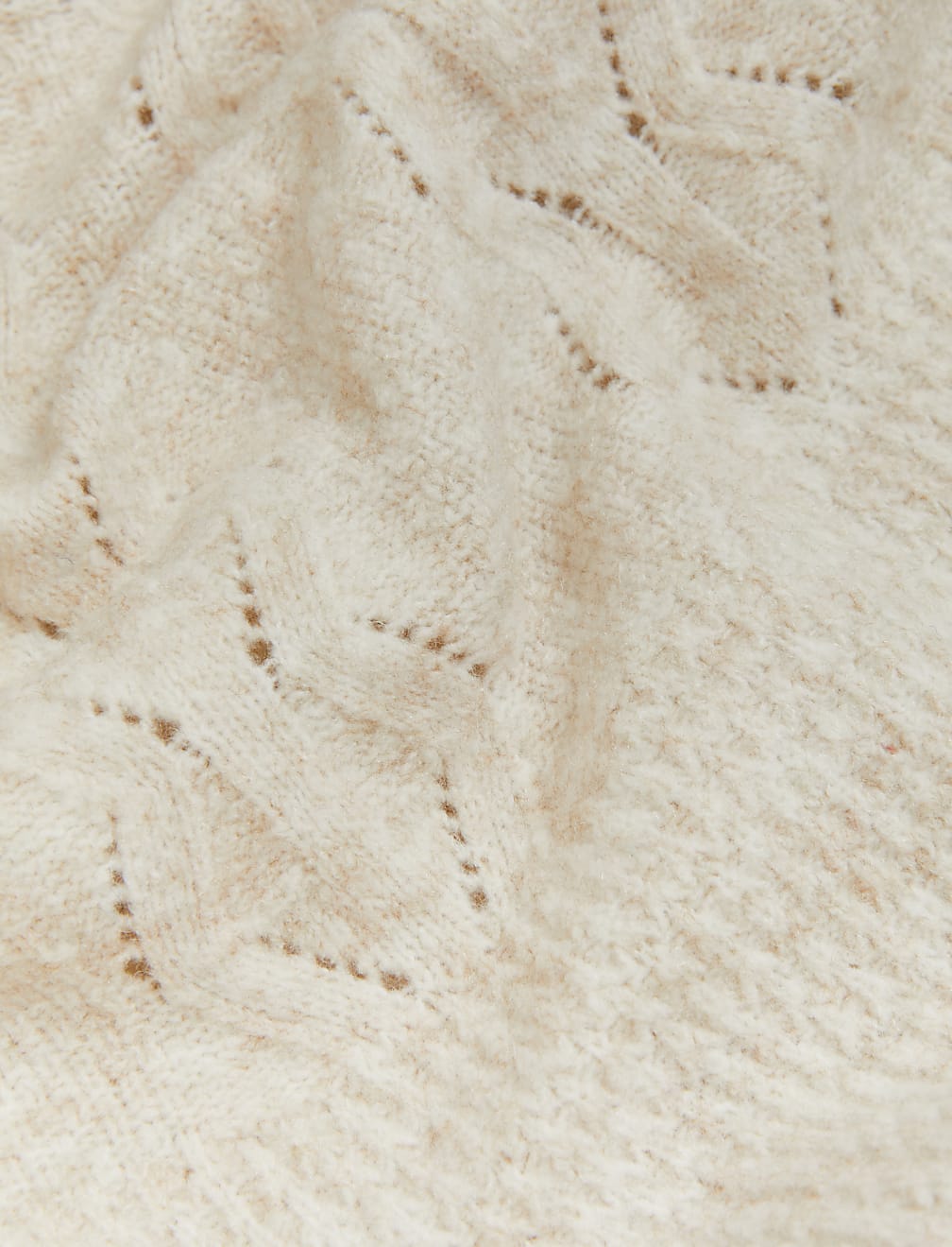 Cotton Blend Pointelle Crew Neck Jumper