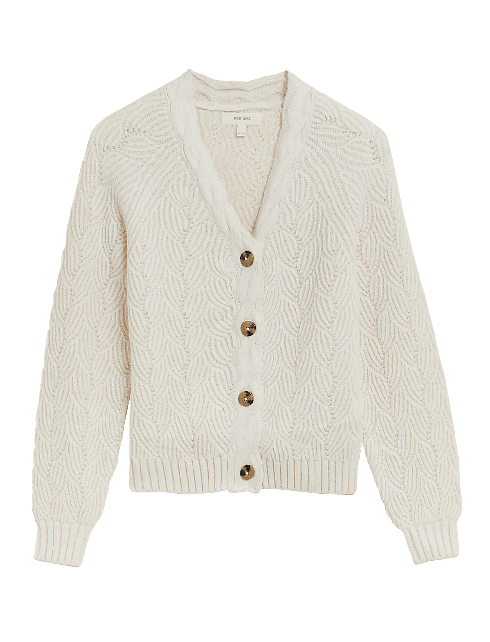 Textured V-Neck Cardigan with Wool