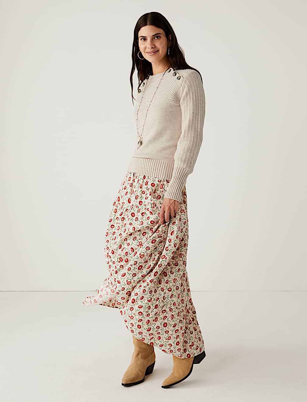 Cotton Rich Textured Jumper With Wool