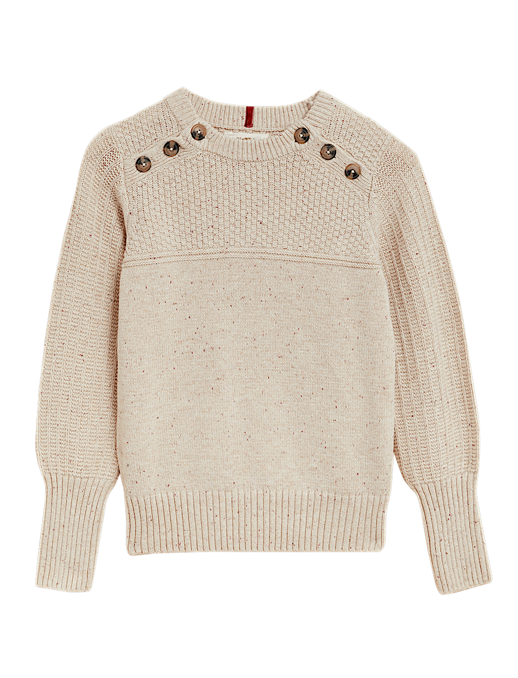 Cotton Rich Textured Jumper With Wool