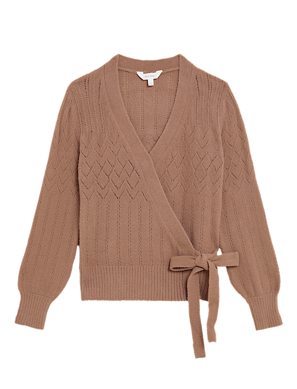 Pointelle Knitted V-Neck Wrap Cardigan