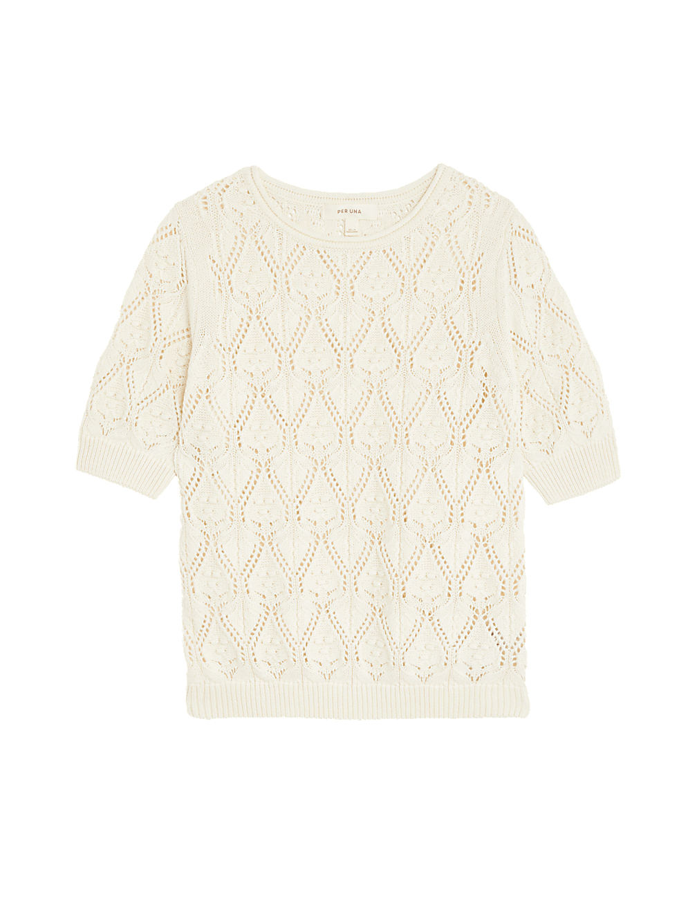 Pure Cotton Textured Round Neck Knitted Top