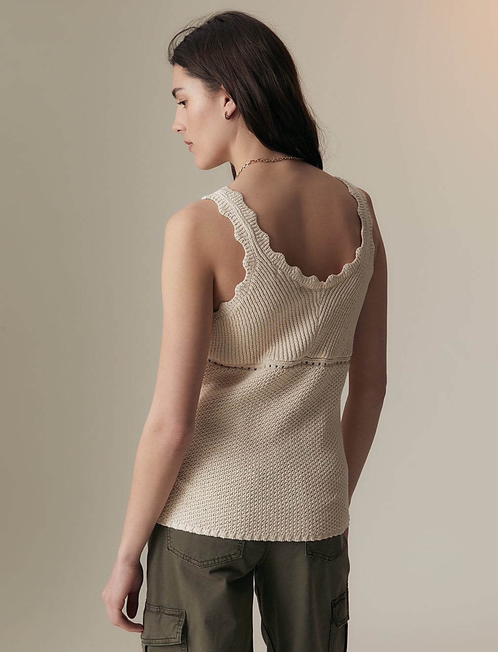 V-Neck Knitted Vest with Linen