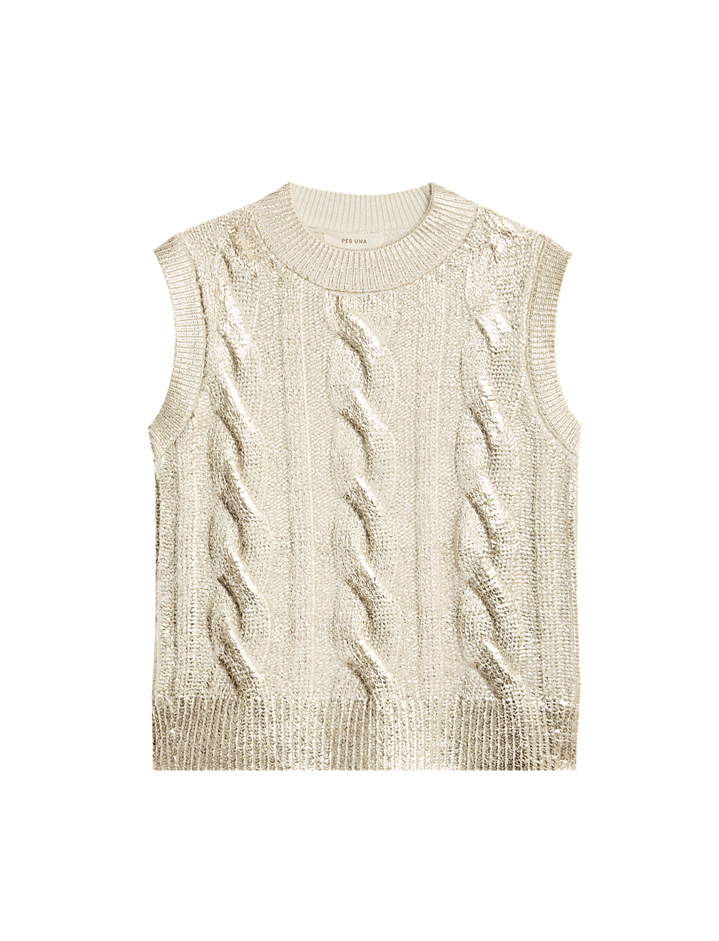 Sparkly Cable Knit Crew Neck Knitted Vest