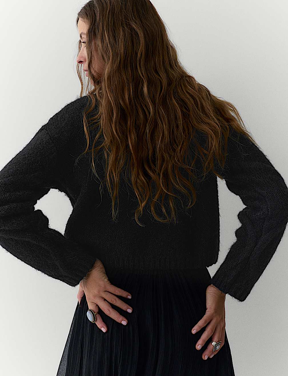 Embellished Diamond Tie Front Cropped Cardigan with Alpaca