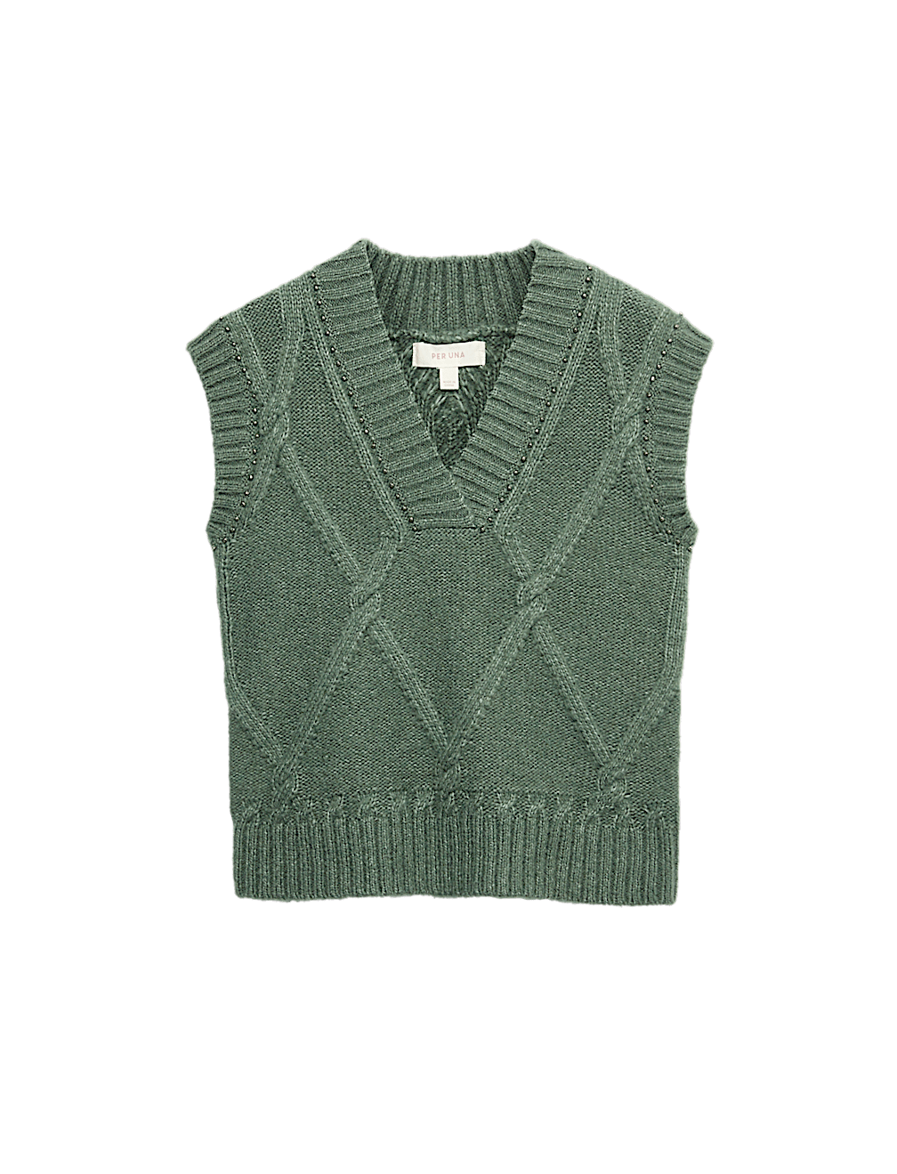 Embellished Cable Knit V-Neck Tabard