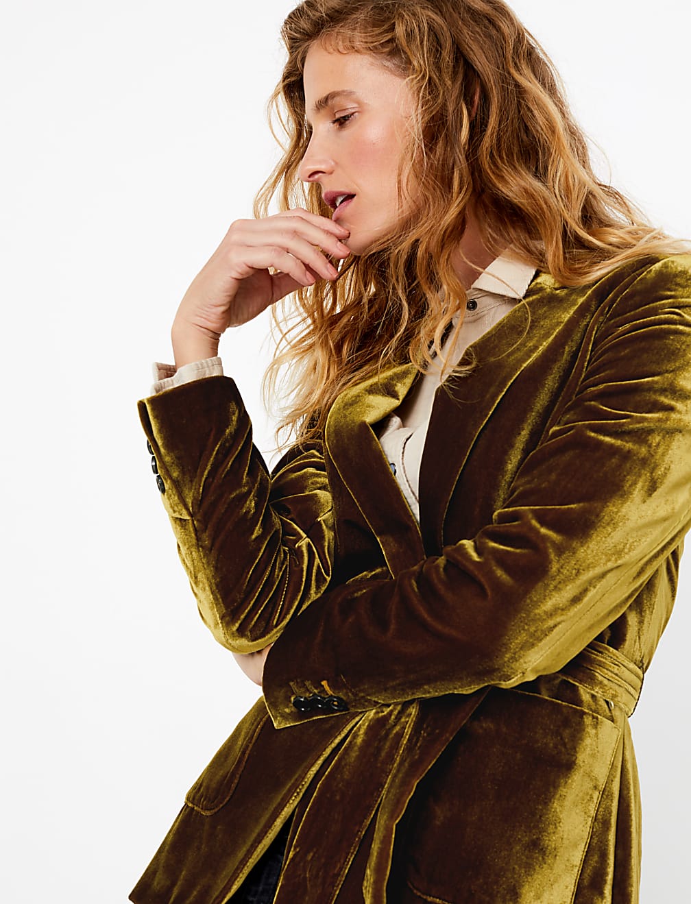 Velvet Belted Blazer