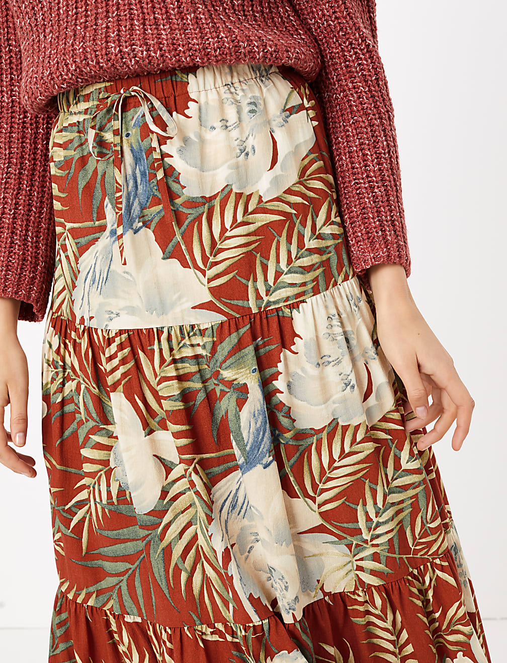Floral Print Fit & Flare Maxi Skirt