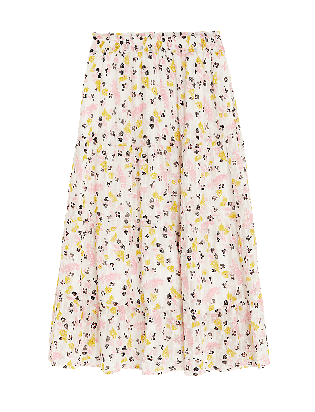 Sparkly Floral Maxi Tiered Skirt