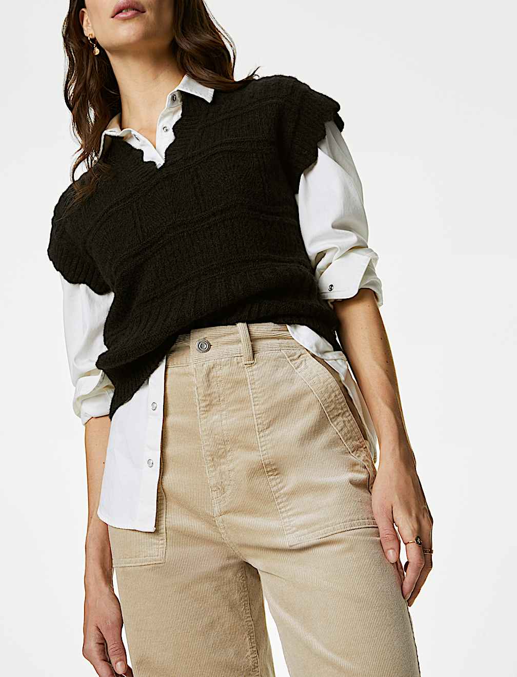 Cord Tapered Ankle Grazer Trousers