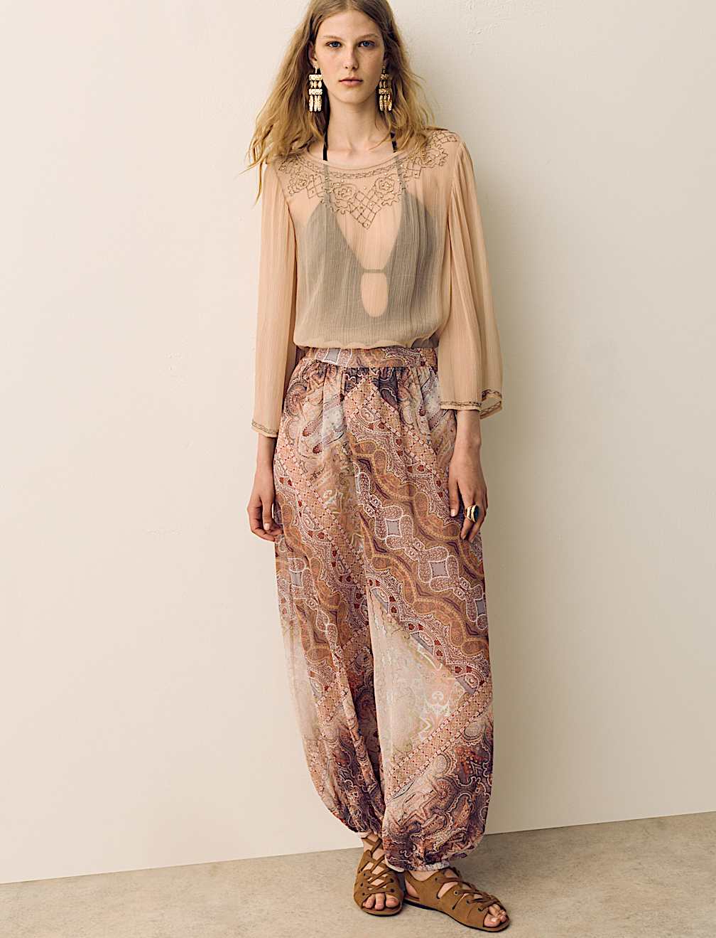 Sheer Paisley Balloon Trousers