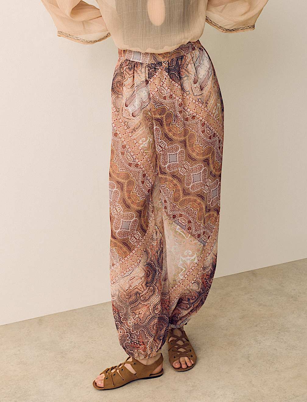 Sheer Paisley Balloon Trousers