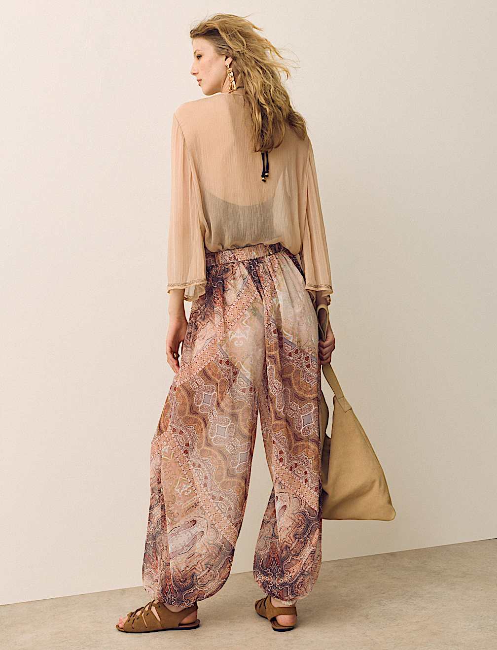Sheer Paisley Balloon Trousers